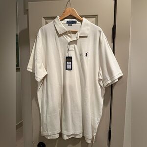 Polo by Ralph Lauren Cream Short-Sleeve Polo with Navy Logo